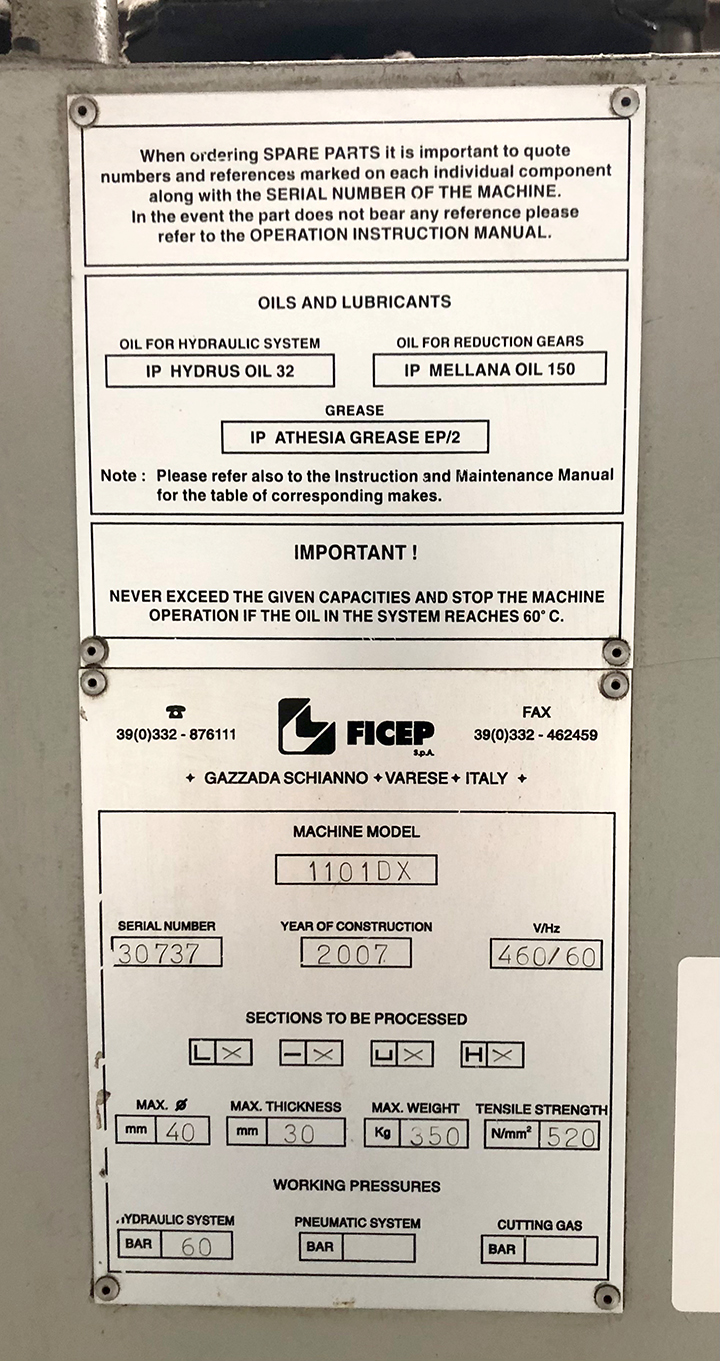 USED Ficep 1101 DX Drill Line