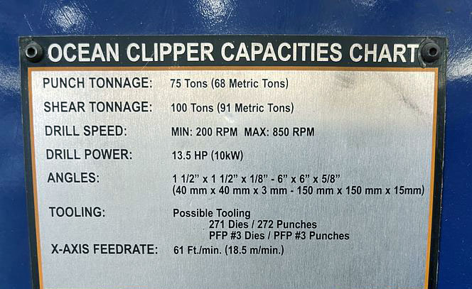 USED Ocean Clipper CNC Angle Line